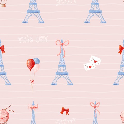 Muslin the Eiffel Tower and balloons