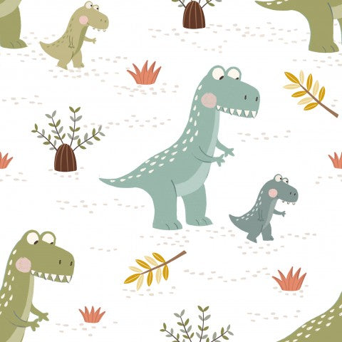 Dinosauri e piante in mussola