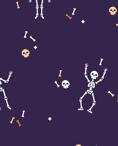 Panama Halloween pattern with skeletons and bones