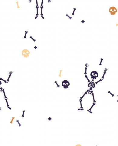Muslin Halloween pattern with skeletons and bones