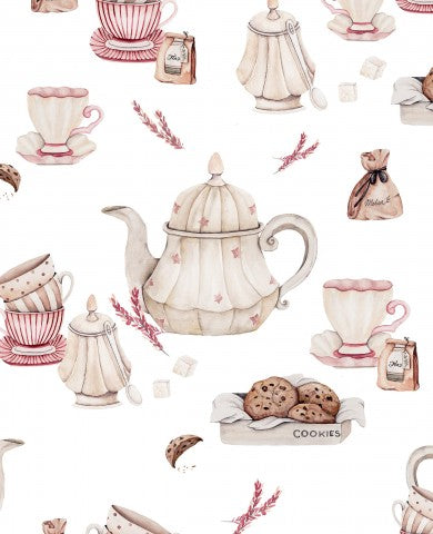 Satin cotton teacups and teapots