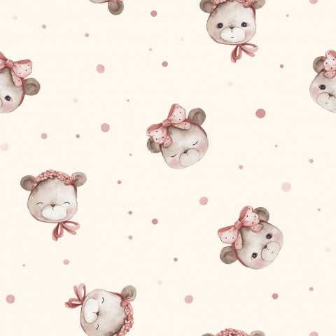 Fantastici tessuti in tela di cotone per abbigliamento Teddy Girl - 100% cotone, 120 g/m², colore crema, ideali per cucire abiti, gonne e top