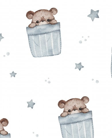 Satin cotton teddy bears and stars