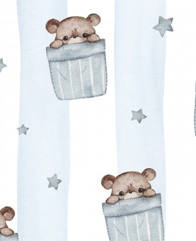 Ours en peluche et étoiles en satin de coton