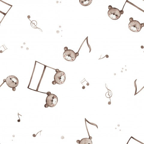 Satin cotton teddy bears and music notes