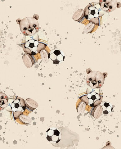 Teddybär-Footie aus hellem Baumwoll-Canvas: Soft-Polsterung, goldene Augen & Herzschlag passt perfekt fürs nächste Projekt! Ideal für Nähereien und Kreativtöch