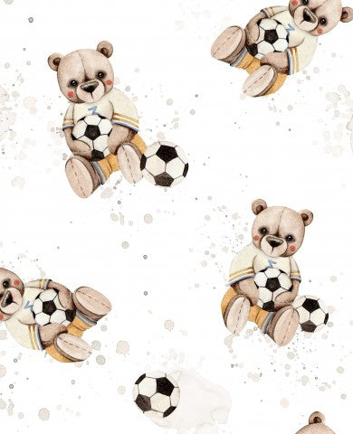 Ours en peluche et ballon de football en satin de coton