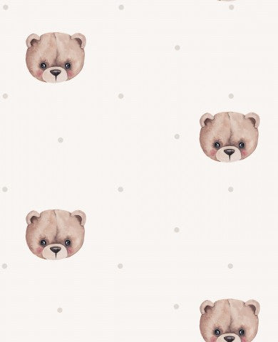 French Terry a teddy bear pattern on a white background