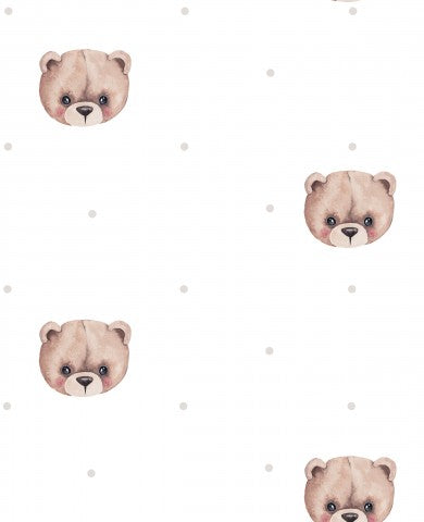 Satin cotton teddy bear pattern on a white background