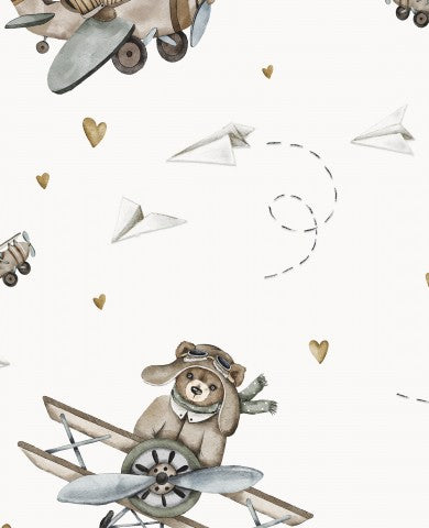 Muslin-flyvemaskine, bamse og hjerter