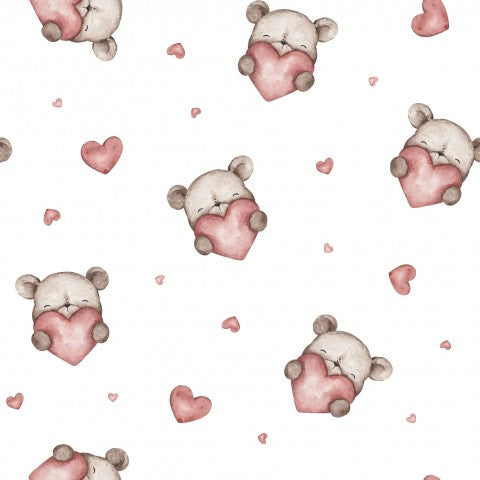 Rib Jersey cute teddy bears and hearts