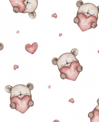Muslin teddy bears and hearts