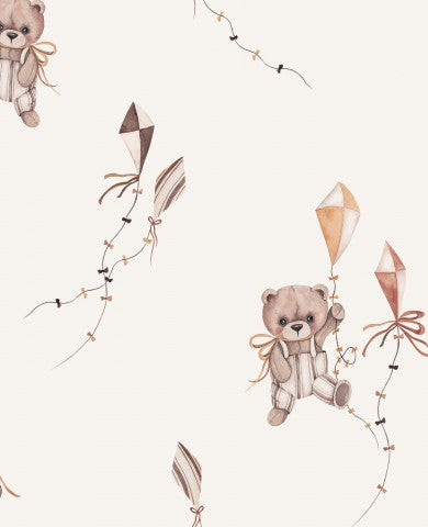 Bomuldsbamse med drageprint på lærredsstof - ideel til syprojekter og kreative projekter - beige i metermål