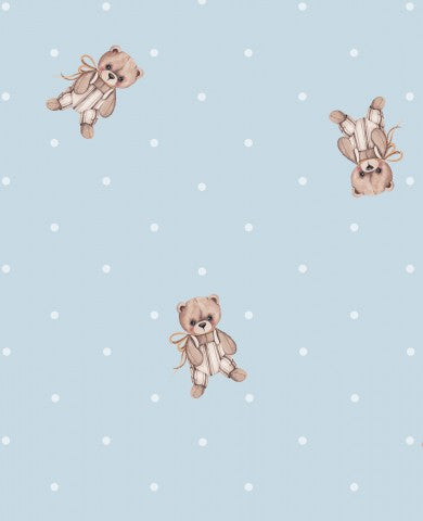 SoftShell a blue and white polka dot pattern with teddy bears