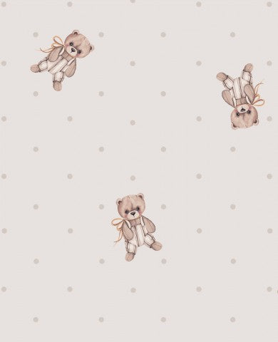 Jersey a brown and white polka dot pattern with teddy bears