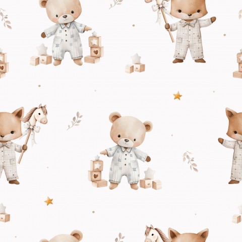 Tessuto impermeabile con simpatici orsetti di peluche