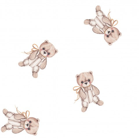 French Terry ein Muster aus Teddybären auf weißem Hintergrund