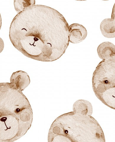 Satin Cotton Watercolor Teddy Bears