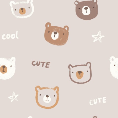 Satin cotton cute bears and stars