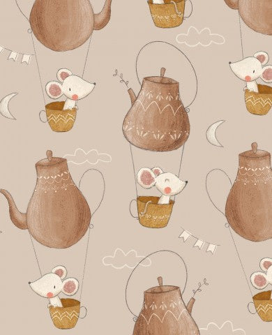 Satin cotton in teapots flying mice