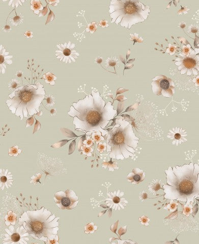 French Terry a picture of a floral pattern on a green background