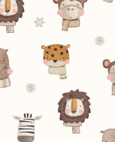 French Terry animals and snowflakes