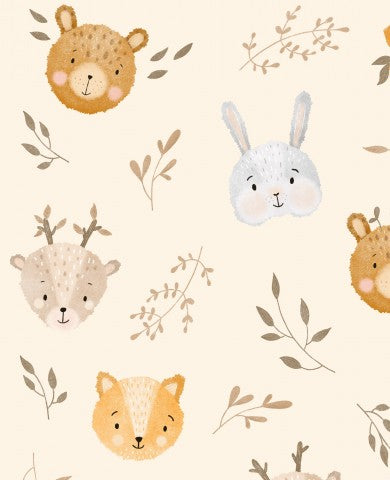 Rib Jersey cute animals and leaves