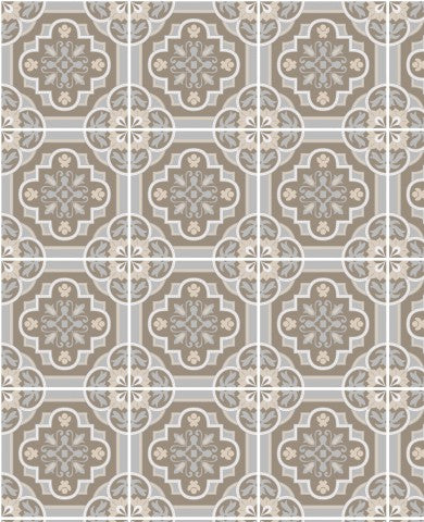 French Terry à motif de carreaux beige et marron