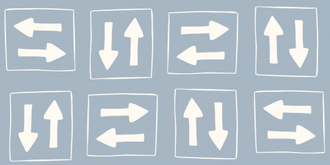 Waterproof fabric a row of white arrows on a blue background