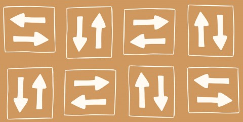 Panama ha uno sfondo marrone con frecce bianche che puntano in direzioni diverse