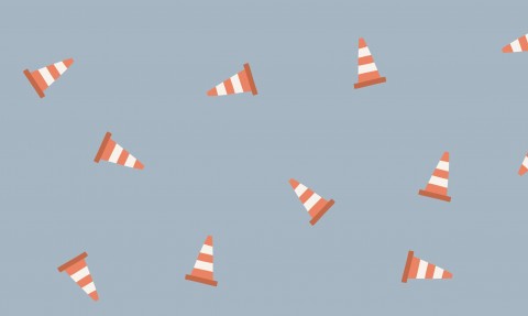 Wasserdichter Stoff ein Bild von Verkehrskegeln auf blauem Hintergrund