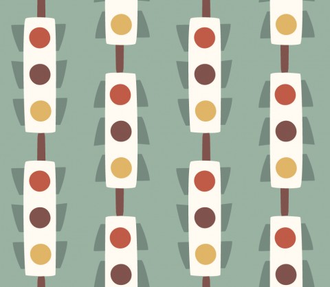 Waterproof fabric traffic lights on a green background