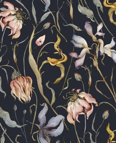 Tela di cotone con fiori secchi in piccolo formato: tessuto di qualità per progetti di cucito!