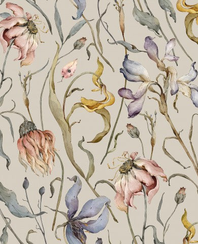 Muslin akvarellmönster av vildblommor