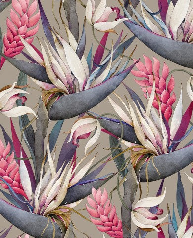 Rib Jersey Paradijsvogelbloemen en -bladeren