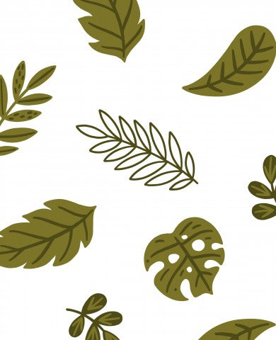 French Terry green leaves