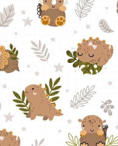 Muslin cute dinosaurs and leaves