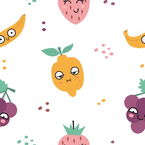 Tutti frutti Sommerfrüchte auf Canvas Baumwolle - einzigartige Stoffe für Ihre nächste Nähprojekt. Naturfarben und leuchtende Fruchtfarben sorgen für eine Früh