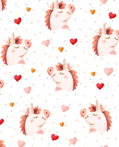 Panama unicorns and hearts on a white background