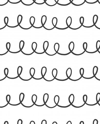 Tessuto impermeabile senza cuciture, linee ondulate disegnate a mano in bianco e nero