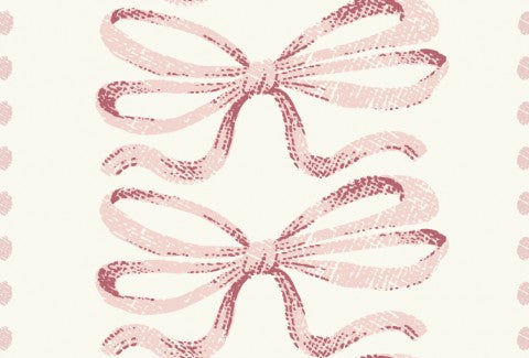 Fiocchi rosa French Terry su sfondo bianco