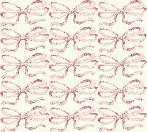 Rib Jersey a pattern of pink bows on a white background