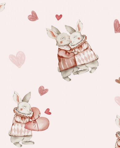 Rib Jersey cute bunnies and hearts