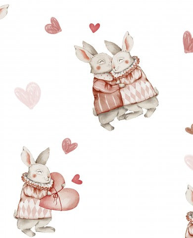 Rib Jersey cute bunnies and hearts