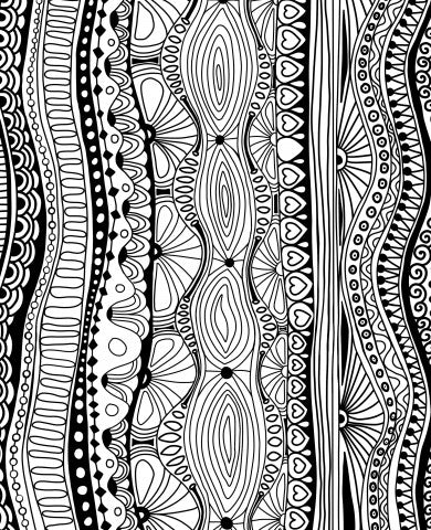 French Terry eine Malseite für Erwachsene mit schwarzen und weißen Linien