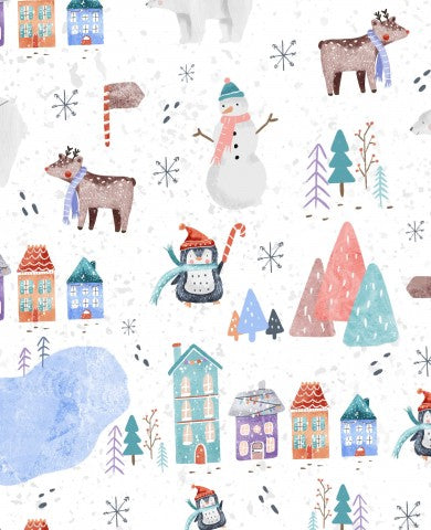 Rib Jersey Schneemann, Pinguin, Rentier und anderen Tieren