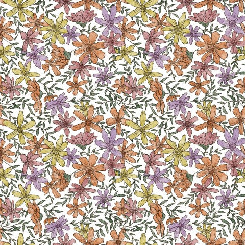 Vintage-Floral-Kanvas-Stoff in Baumwolle von Lucy - 100% Naturbaumwolle, schön geprägt, ideal für Nähereien und Modellierung, Vintage-Floral-Muster, Stoffmeter