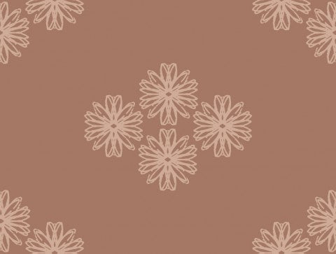 Rib Jersey bloemen op bruine achtergrond