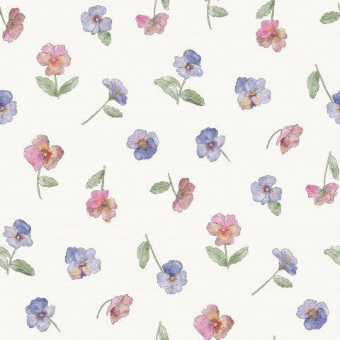 Waterproof fabric watercolor flowers on white background