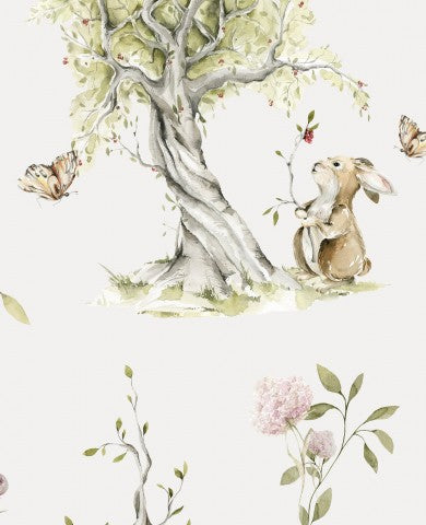 French Terry ein Aquarell eines Häschens und eines Baumes